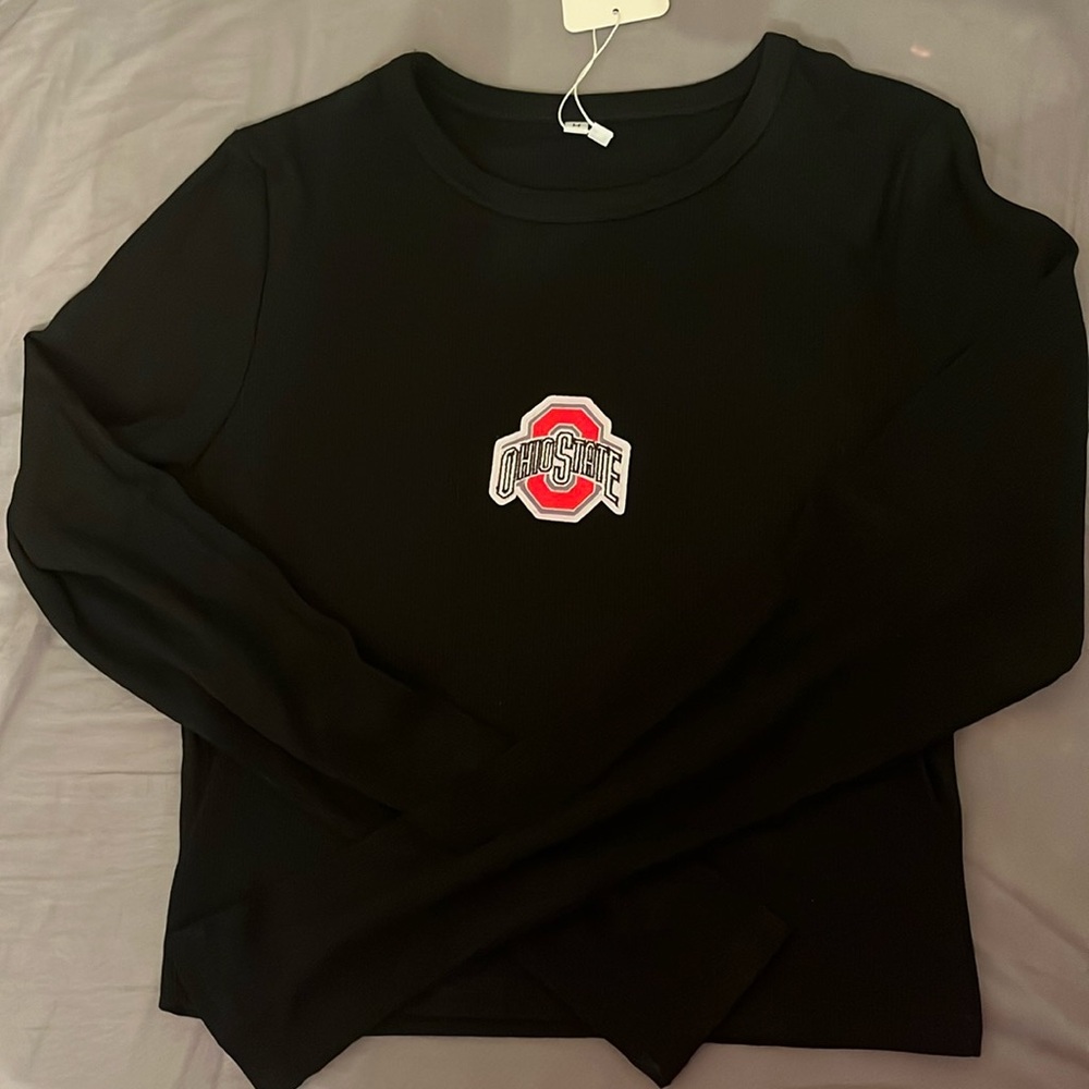 OSU Black Long Sleeve Barely Cropped Tee